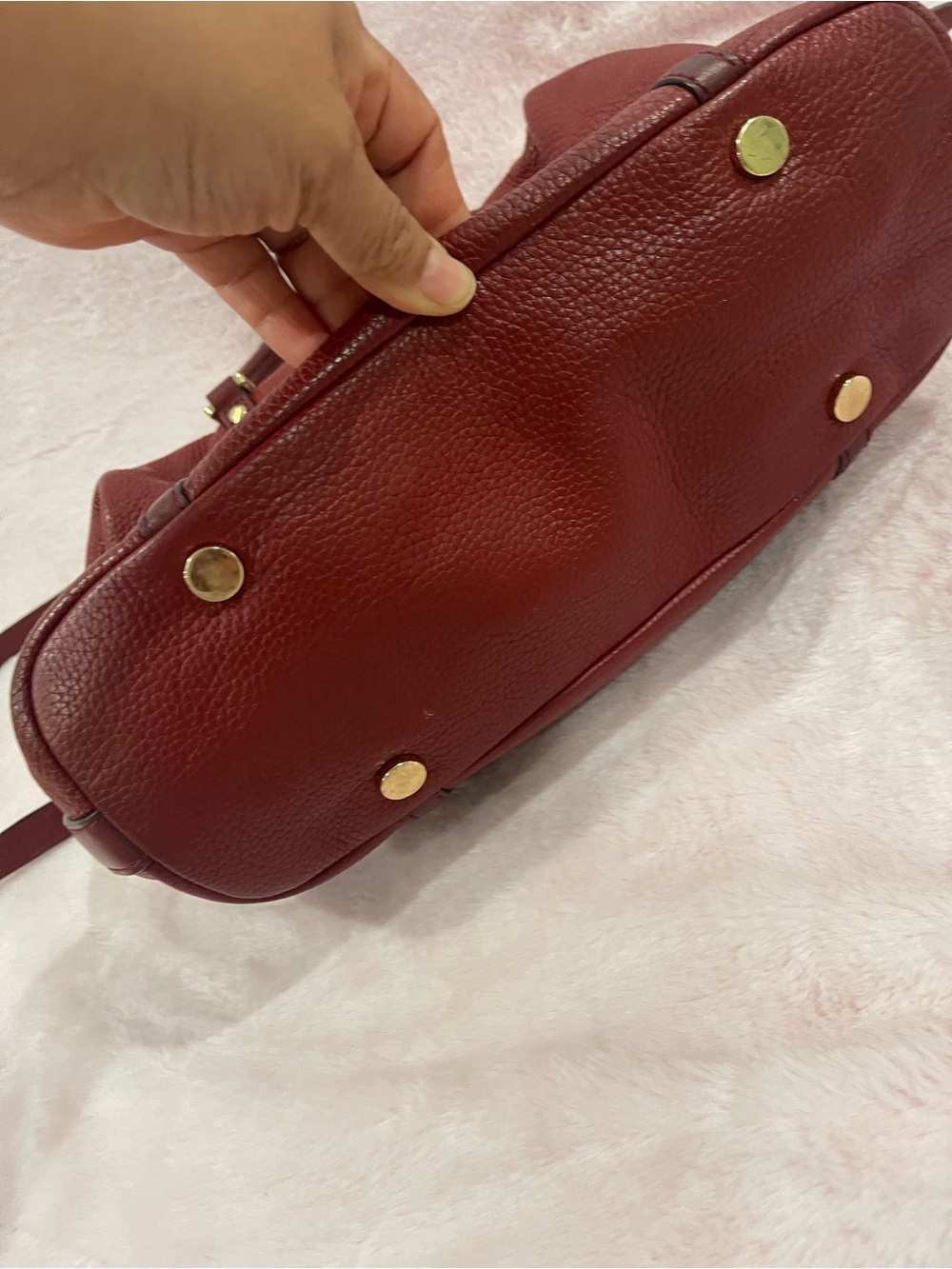 Michael Kors Burgundy Pebbled Leather Satchel with Gold Hardware - Picture 5 of 11